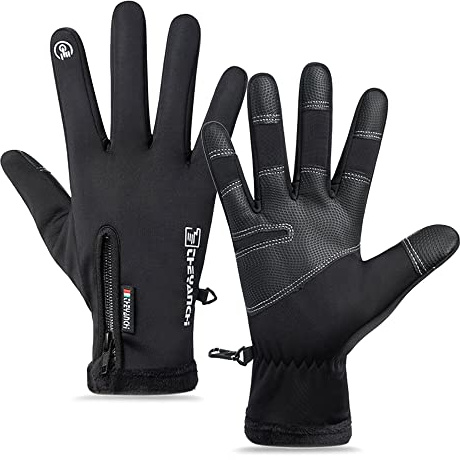 Tiardey Guanti da Ciclismo Neri,Guanti Termici Invernali Guanti Impermeabili Touch Screen,Guanti da Mountain Bike per Uomo Donna Sport Corsa Guida Arrampicata Escursionismo - XXL