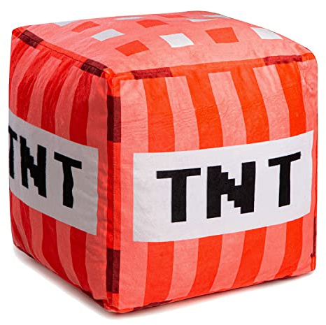 Ferocity 3D Velvet Deco Pillow for Kids Children Cushion Cover with Filling in the Shape of a Cube; for the Children's room 40 cm tall; Decoration for Children Motif Dynamite TNT [091]