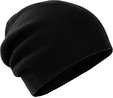 Villand 100% Kaschmir Mütze für Damen und Herren mit Geschenkbox, doppellagige Kaschmir Strickmütze, übergroße Winter Skimütze (Schwarz)