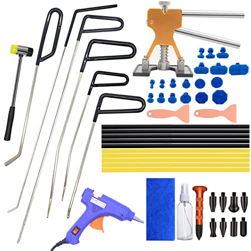 Ausbeulwerkzeug Set,Werkzeuge Paintless Body Repair-Abzieher-Set für Autooberfläche Dellenreparatur und Bump/Hagel Reparaturwerkzeuge Mit Klebepistole und Reparaturhammer