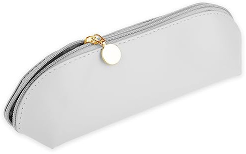 cobee Large Travel Makeup Brush Holder, Portable PU Makeup Brush Organizer Zipper Anti Fall Out Tools Organizer Travel Case Cosmetic Pouch Bag for Travel Home Office(White)