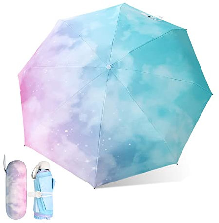 Cozlly Taschenschirme, 8 Rippen Faltbarer Mini Regenschirm mit Kapselhülle, Sonne UV Schutz Regenschirm, Kompakter Regenschirm Winddicht Stark, Regenschirm für Mädchen Damen und Kinder Reise