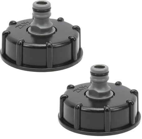 Anlseiod 2 st IBC tankadapter, 1/2 tum 60 mm ingångsdiameter för 1000 liter tanklock, anslutning tank trädgårdskran ventil IBC TON-svart