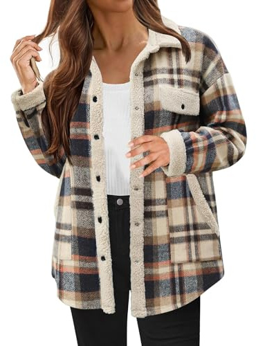 veste chemise en polaire à carreaux - bûcheron - boutonnière - veste de sport longues manches - coupe-vent moelleuse - chaude - poche - bleu - M