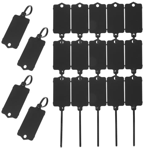 PATIKIL 100Pcs Étiquettes en Plastique Imperméables Vierges, Étiquettes d'Expédition, Réutilisables, Inscriptibles avec Attache Zippée pour Étiquetage de Bagage, Noir 2.48 x 1.46 Pouce