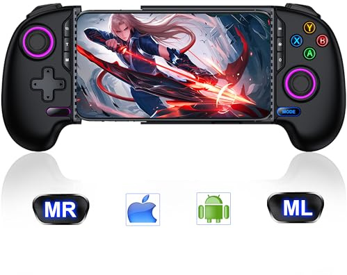 Mobile Phone Controller for iphone/Android with Hall Joystick, Mobile Game Controller with Phone Case Support, Compatible with Xbox Game Pass, Steam Link, Call of Duty, PlayStation 3 Chargers
