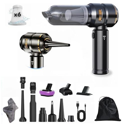 Brosstall Aspirador de Mano 4 en 1 Potente de 19.000PA, 6 Filtros Hepa, Mini Aspiradora Inalámbrica Portátil para Coche y Pelos de Perro, Pequeña Hogar, Sopladora