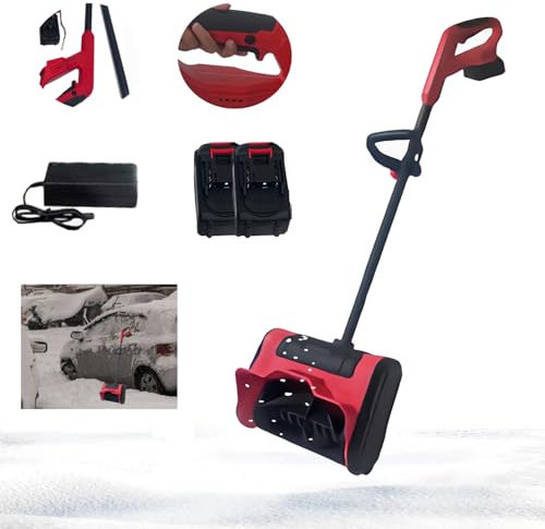 Hooha 21V x 2 Akkus Schneefräse Freude Schneeräumung mit Familie & Freunden Leicht&Praktisch&Einfach&Einhändig Schneeentferner Arbeitsbreite 32 cm/Schneehöhe 15cm/Wurfweite 8m/Schnelle Schneeräumung