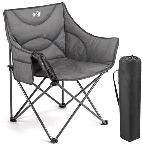 Trail XL Padded Camping Chair for Adults, Lightweight Portable Folding Outdoor Chair, All Round Wraparound Padding, Heavy Duty Steel, Luxury Duoweave Fabric, Pocket, Carry Bag (H88cm x W70cm x D53cm)