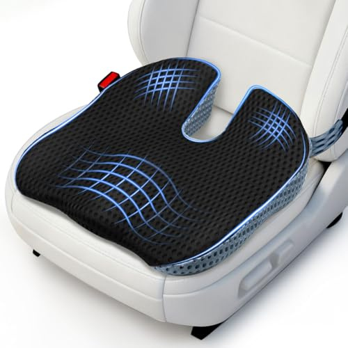 ACBAGI Car Seat Cushions, Memory Foam Wedge Booster Seat Cushion for Driving,Supportive and Breathable Cushion for Long Sitting Comfort(42 * 44CM)