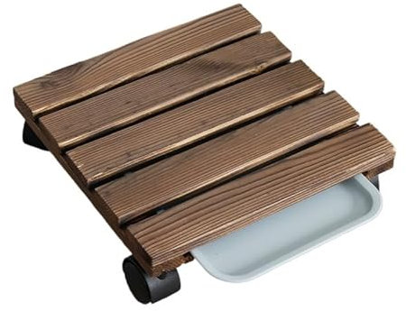 Support pour pot de fleurs en bois massif, bac à eau avec roue universelle, support de fleurs, poulie, étagère mobile