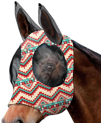 Yiohejy Horse Fly Masque – ansiktsskydd för cobs – andningsbar nätflugmask täcker öra, näsa och ansikte för kolvar och häst