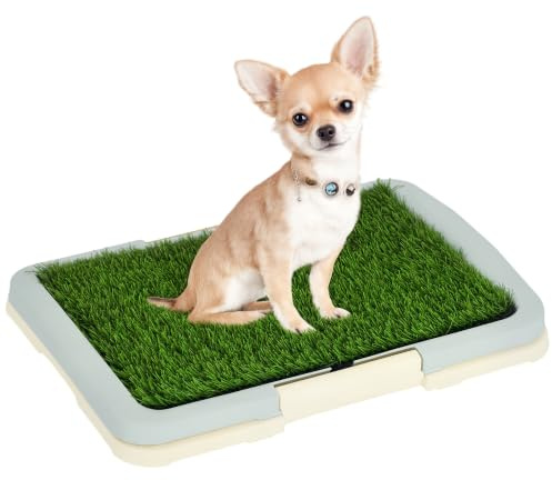 PawHut Lettiera per Cani a 3 Strati con Prato Sintetico 46.5x34x5.5 cm | Toilette per Cani e Cuccioli, Griglia, Vassoio Inferiore