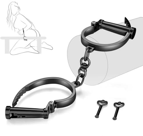 Metal Handcuffs with Two Keys, Handcuffs for Grownups (Black)