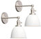 Phansthy 2 Stücke Wandleuchte mit Metall-Schirm Wandlampe Industrial Design, Innen Vintage Loft-Wandlampe E27 max. 40W für Wohnzimmer Schlafzimmer Büro Küche Flur (Weiß)