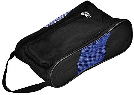 Tragbare Golfschuhe Tasche Atmungsaktiv Staubdicht Aufbewahrungs Organisator Reißverschluss Schuhbeutel mit Tasche für die Aufbewahrung Sport-Zubehör(Schwarz+Blau)