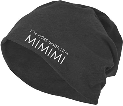 OwnDesigner Ich höre Immer nur mimimi Mütze für Herren & Damen in dunkelgrau Beanie (Mutze 440 Dg)