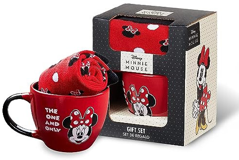 Disney Tasse und Socken Damen Set Stitch Geschenk Set (Rot Minnie)