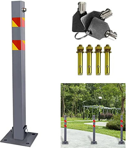 XMTECH 1x Barrière de Parking Rabattable, Poteau de stationnement y compris 3 clés