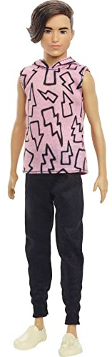 Barbie Ken Stylowy Lalka Koszulka Blyskawice Hbv27