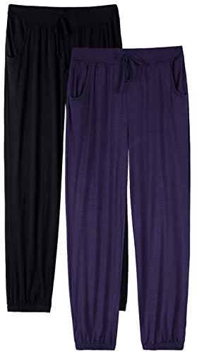 Vislivin Casual Womens Pants Soft Lounge Pants Sleep Pajama Bottoms with Pocket Black/Dark Blue M