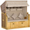 Outsunny Strandkorb 3-Sitzer Sonnenliege mit Dach 2 Klapptischen Fußstütze Chaiselongue 5-stufige Rückenlehne XXL Polyrattan Natur 150 x 79 x 160 cm