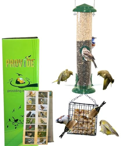 PROVIDE Easy Clean Bird Seed Feeder, bird feeders for small birds, Easy dissemble wild Bird Feeders. Hanging Bird Feeder for black oil seed, Sunflower Heart and Mix Seeds. Garden Bird Feeding Station