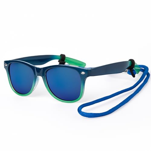Kiddus Lunettes de Soleil Polarisées Enfant Fille Garçon 4 à 7 Ans, UV400 CAT3, Verres 1,1 mm, Monture TR90 Légère et Résistante, Cordon Ajustable Inclus, Sans BPA, Norme CE