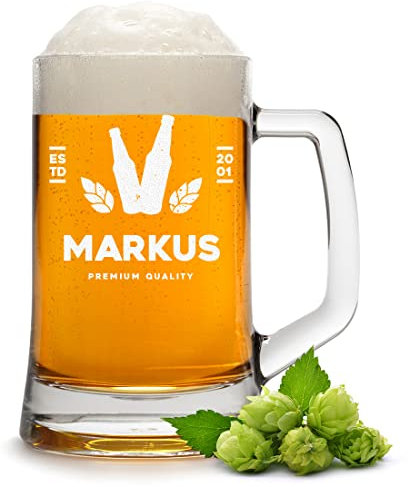 Bierseidel mit Gravur für Papa - Bierkrug 300 ml personalisiert - Biersorten Pils und Weißbier - spülmaschinenfest - Männer Geburtstagsgeschenk - Weißbierglas Vater Opa - Gläser Krug Bier