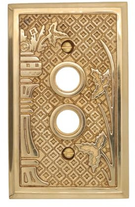 Victorian Style Single Gang Push Button Switch Cover Plate Cast Thick Brass