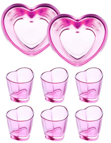 Jaepsing, 1.5oz Heart Shaped Shot Glasses Set of 6/Pink Shot Glass Cute For Bar Cart Accessories/Soju/Cute/Bulk/Tequila