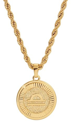 CHRISTIN MARIE STUDIO 18k Gold Plated Zodiac Necklace & Pendant - Gold Necklace for Women & Men, Tarnish & Water Resistant, Birthday Gifts for Women & Men (Libra, 18 Rope)