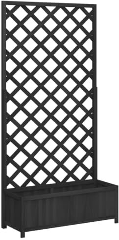 Makastle Blumenkasten mit Rankgitter, Pflanzkasten mit Spalier & Entwässerungslöchern, Rankkasten Holz, Gartenspalier für Kletterpflanzen, Gartenbeet für Balkon & Terrasse, 90 x 35 x 180 cm