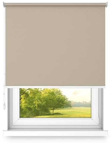 time4blinds Tende a rullo Tende oscuranti Tende a rullo libere senza cassonetto Montaggio a parete o a soffitto Protezione UV Proprietà termiche 120x300 cm Marrone sabbia - sinistra