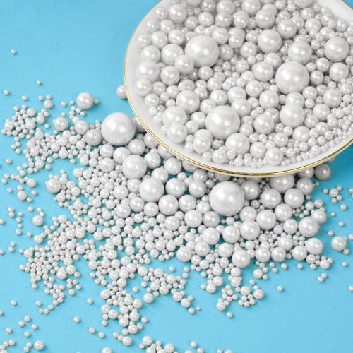 OSDUE Comestibles 85g sucre blanc Streusel,Perlé Saupoudrer Mélange décoration de gâteaux desserts Décoration Pâtisserie Gâteaux Biscuits Cupcakes Anniversaire Party Chirstmas Mariage(Blanc)