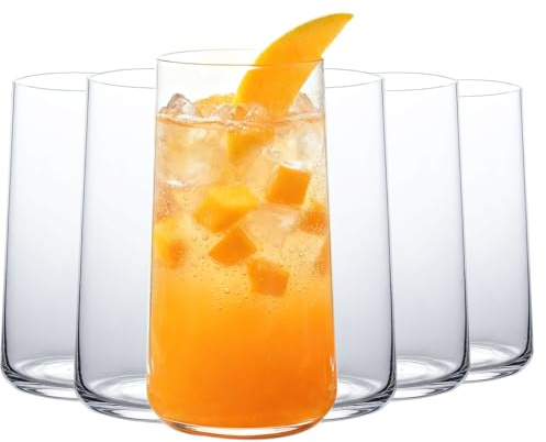 Wlasss Water Glasses Set of 6, 18.3oz Large Drinking Glasses, Clear Crystal Lightweight Glass cups, Glassware Set for Juice,Iced Tea,Mojito,kitchen and bar,Gifts for Christmas