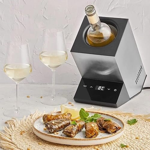 YANDDEA Raffreddatore Elettrico costante per Vino, refrigeratore per Bottiglie a Temperatura costante Regolabile da 41°F-64°F, Raffreddamento Lento per Vino, Champagne,Silver