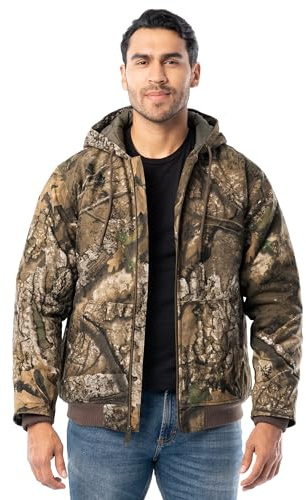 Realtree Men's Insulated Duck Quilted Lined Full Zip Hoodie, Realtree APX, XX-Large