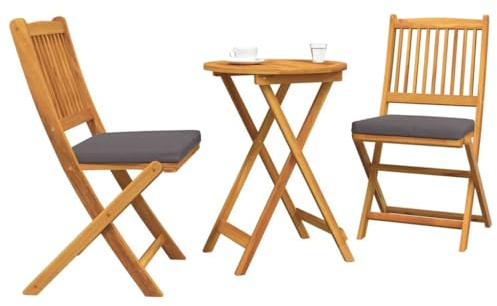 vidaXL Set Bistro da Giardino 3 PCS Marrone Legno di Acacia Massello, Giardino e terrazza, Set da bistrò Moderno, mobili per Esterni, sedie in Legno massello di Acacia