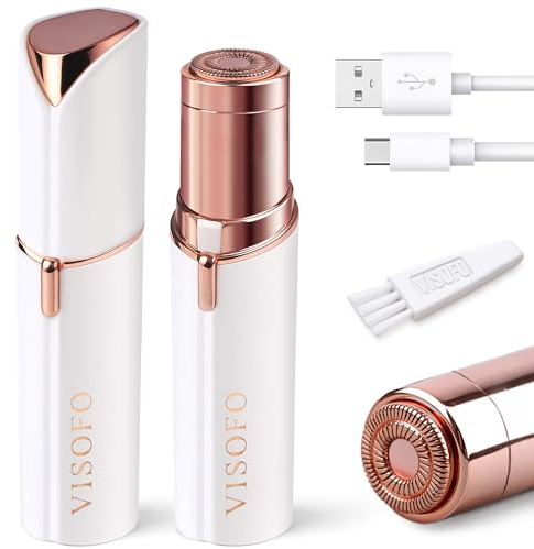 Facial Hair Removal for Women | Upper Lip Mustache Remover Device Face Shaver Woman Chin Peach Fuzz Electric Trimmer Dermaplane Female Razor Ladies Tweezers Lady Epilator Girls by VISOFO (White)