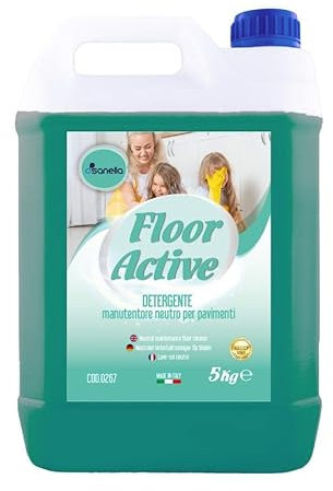 Detergente per Pavimenti Casa e Industriali Neutro Floor Active Profumato, per Superfici Delicate e Lavabili Uso Manuale o con Lavasciuga 5LT -1pz