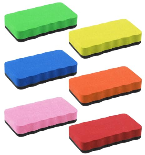 6 Pieces Rectangular Whiteboard Wipes, Magnetic Whiteboard Wipes, Sponge Cleaning Brushes, Study and Office Supplies, Reusable.