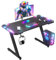 JUMMICO Gaming Desk with LED Lights,120 x 60 cm RGB Gaming Table Sturdy Computer Desk for Home Office and Gamers with Headphone Hook and Cup Holder,Black