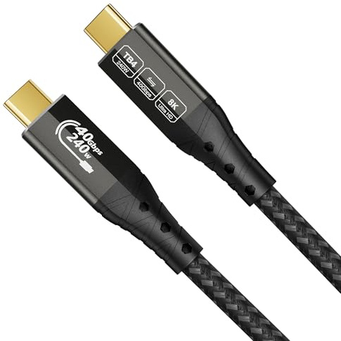 ZIKNYDO Câble USB 4 pour Thunderbolt 4 câble 0,5 m, 40Gbps USB C data cable, 8K/4K video, PD3.1 240W, USBC Thunderbolt pour Thunderbolt 5/3, Série iPhone 16, SSD, MacBook, docking station, eGPU