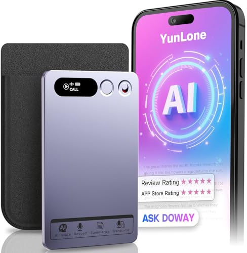 Registratore vocale con intelligenza artificiale, trascrivi e riepiloga con tecnologia AI, controllo tramite app, supporta 152 lingue, custodia magnetica, memoria 64 GB, registratore audio per lezioni