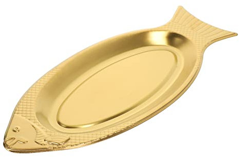 GLEAVI Assiette à Poisson en Acier Inoxydable Plat de Design Réaliste Poisson Convient Familles Restaurants Facile à Nettoyer