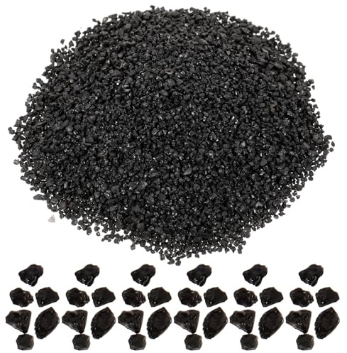 TOPPERFUN Piedras Decorativas Naturales para Paisajismo en Miniatura, Granulado Negro 1-3 MM, 50 G por Bolsa, Material para Mesa de Arena, Peceras y Dioramas, Decoración Realista para