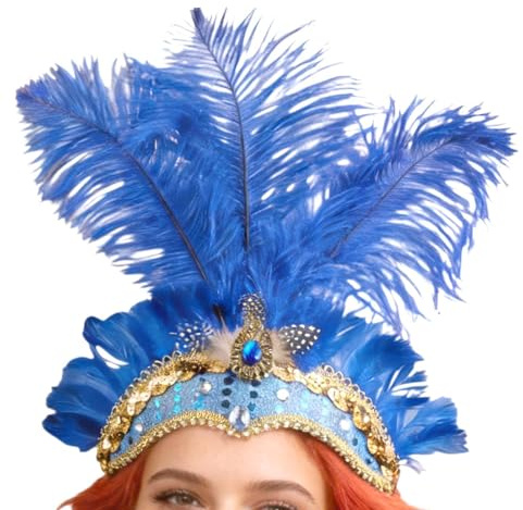 Showgirl huvudbonad – huvudbonad tillbehör för Showgirl, cosplay huvudbonad med elegant plym detaljer, fest festival cocktail accent, karneval bröllop sammankomster accessoar, maskerad