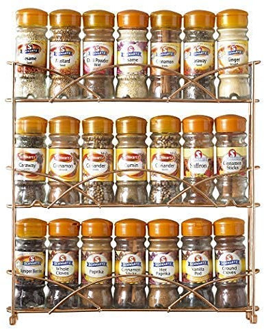 Neo 3 Tier Kitchen Cupboard Cabinet Shelves Shelf Free Standing Jar Spice Rack Holder Storage Organiser (Copper)