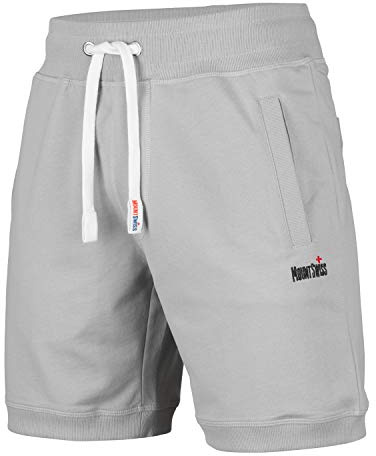 Mount Swiss korta fritidsbyxor herr Luca I korta sweatpants herr med fickor och dragsko I korta byxor för hem och hobby I bekväma sportshorts män i klassiska färger storlek S – 6XL, Stålgrå, L